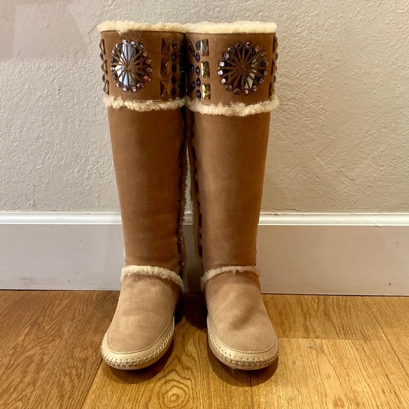 Tory Burch Shoes - Tory Burch Embellished Tall Shearling Soft Boots